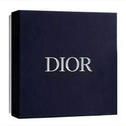 CHRISTIAN DIOR navy blue metallic silver logo GIFT storage Hard BOX 8.5"x8.5"x4
