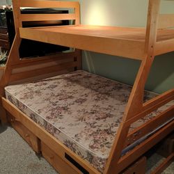 Twin Over Full Bunk Bed With 2 Drawers