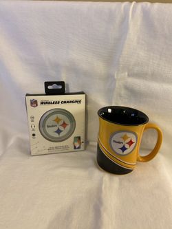 Pittsburgh Steelers coffee cup and wireless charger