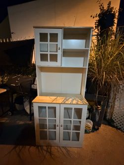 Pantry Storage Cabinet 72" with Hutch, Off White
