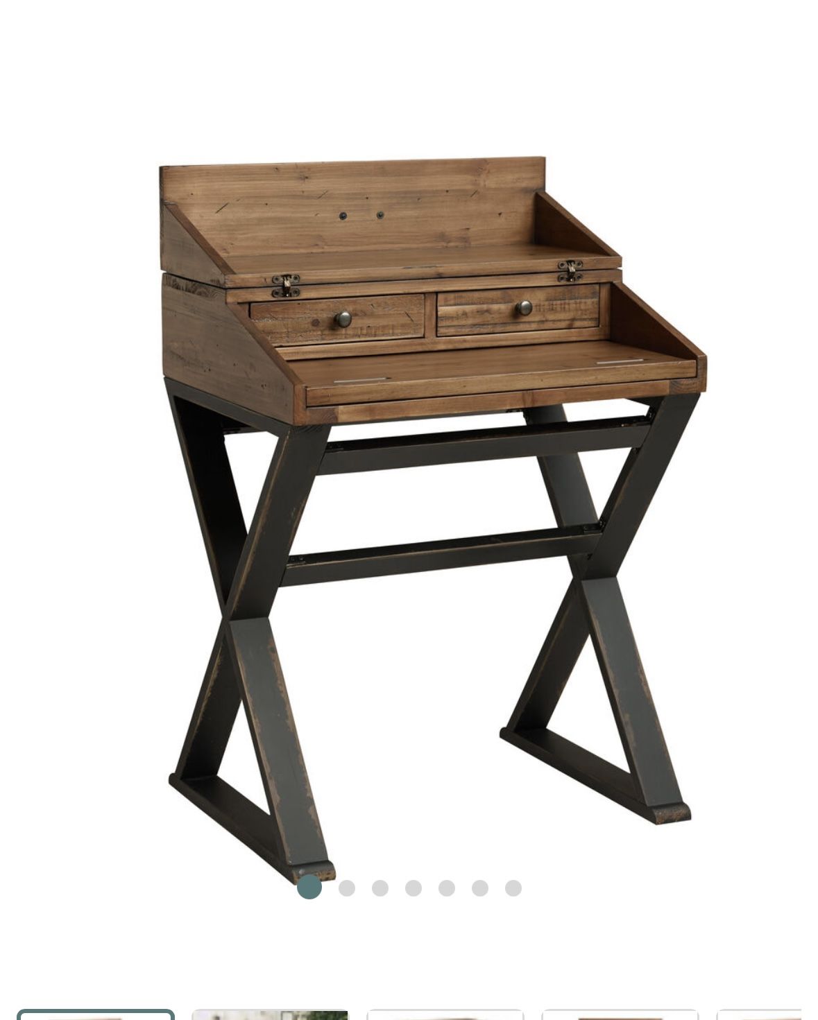 Secretary Desk-Distressed Antique Cognac and Black IWood