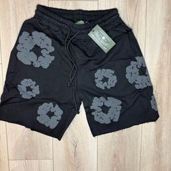 Black Denim Tear Shorts