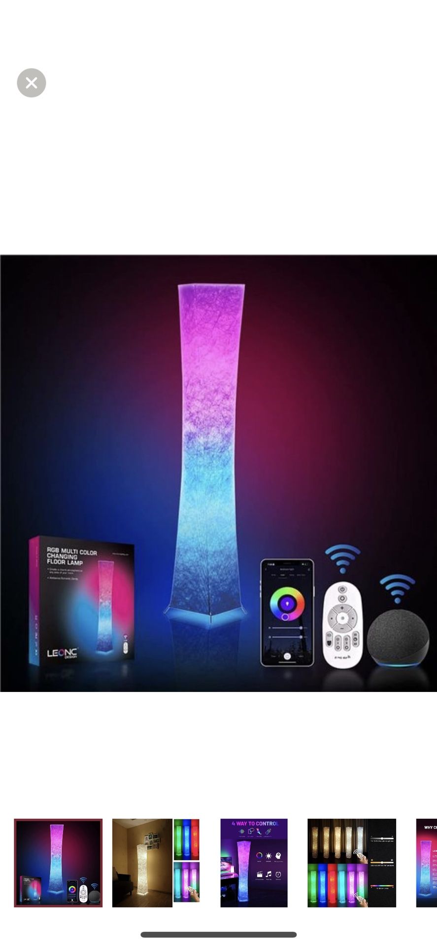 61" Soft Light Floor Lamp Game Room and TV, RGB Color Changing LED Fabric Shade