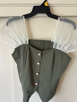 Army green Shein blouse