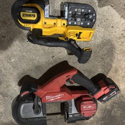2 Band Saws One Milwaukee One Dewalt Red One Selling For 410 Or Better Offer Yellow One 200 Or Better Offer I Have Batteries And Chargers For Both