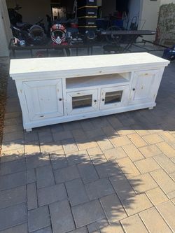 White Distressed Wood TV Stand Media Console