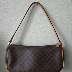 AUTHENTIC CELINE Vintage Macadam Logo Monogram Pochette Shoulder Bag