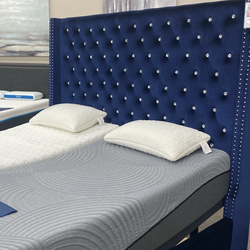 Royal Blue Velvet Tufted Queen Bed – Need Gone ASAP