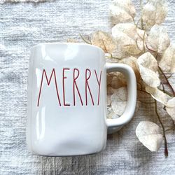 Rae Dunn “Merry” Coffee Cup 16 oz Minimalist Christmas