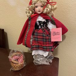 **PARADISE*PORCELAIN DOLL*LITTLE RED RIDING HOOD *** 15 "doll- new in box still has wrappings on her feet. Comes with basket which is wrapped, unopene