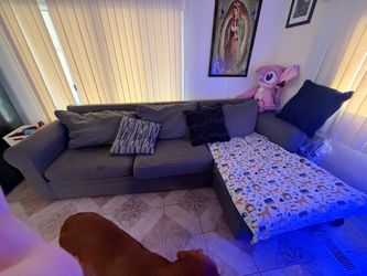 Gray Fabric L-Shaped Sectional Sofa