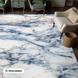  Marbled blue 9X12 rug