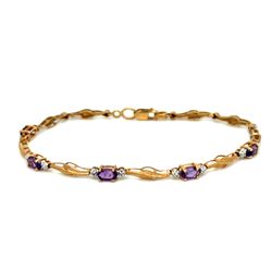 Delicate 10K Gold Amethyst Bracelet