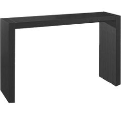 Benjara Loen 60 Inch Long Bar Height Table, Rectangular Panel Base Oak Veneer, Wenge Brown