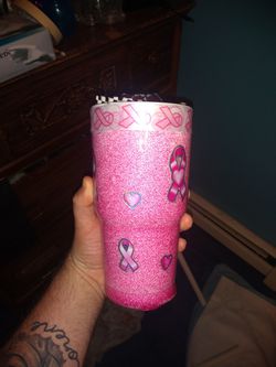 Breast cancer ribbon tumbler