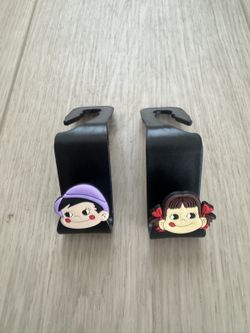 Car Seat Headrest Hooks – Cute Cartoon Girl, Set of 2, New