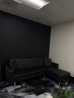 Black Faux Leather Couch L Shape