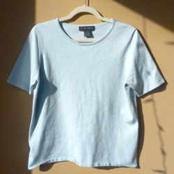 Red Moon Silk Blend Women's Top Short Sleeve Shirt Blouse T Tee Size L Large 