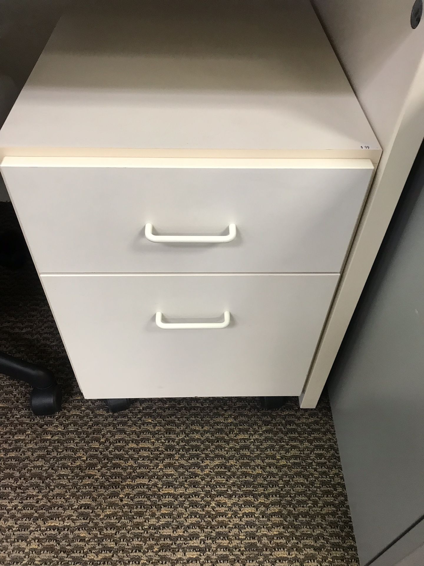 White mobile file cabinet