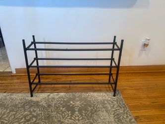 4-Tier Black Metal adjustable Shoe Rack