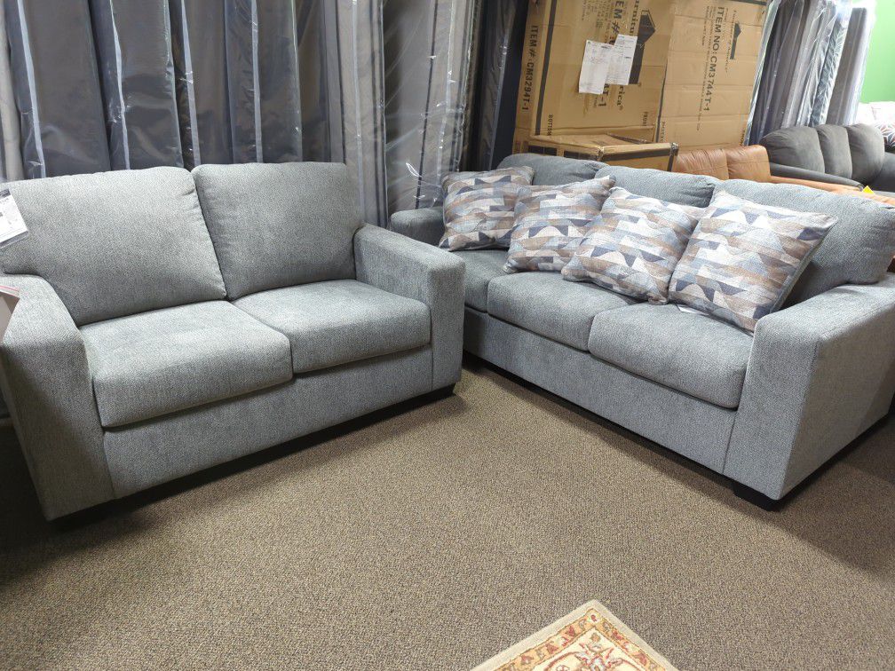 Brand New Modern Gray Sofa Loveseat Set