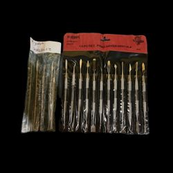 Hawk stainless steel carving pick set of 12 NEW and wax carving stainless steel set of 4 USED and pottery needle tool USED