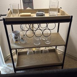 Bar Cart With Drinkware