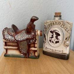 Vintage Western Saddle Buffalo Bill Empty Decanters
