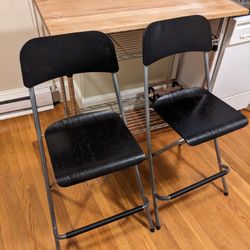 Black Bar Stool With Backrest, Foldable