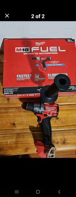 Milwaukee M18 'Fuel' 1/4" blind rivet tool, 1/2" hammer drill. (Tools only)