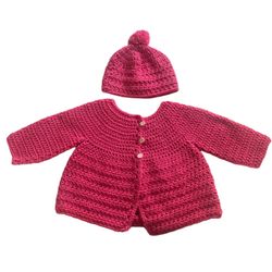 Baby Girl Pink Cardigan & Hat