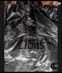 Lions Starter pullover. RARE ! Black On black Patent Leather