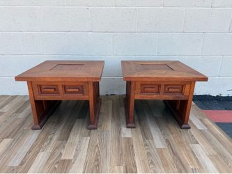 Pair of John Keal for Brown Saltman Solid Wood Side Tables | Mid-Century Modern End Tables