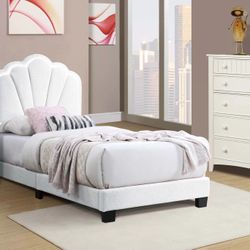 Frame Twin White Fabric, LED Light In Headboard , New Especial Price