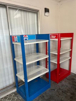 Vintage Pepsi & Coca Cola Metal Shelves