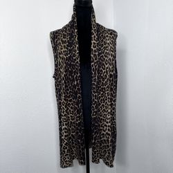 Neiman Marcus exclusive Animal Print Silk Cashmere Open Vest Top Size:S
