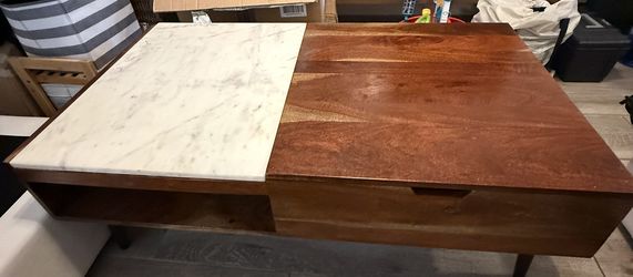 Hardwood Marble Tile Coffee Table