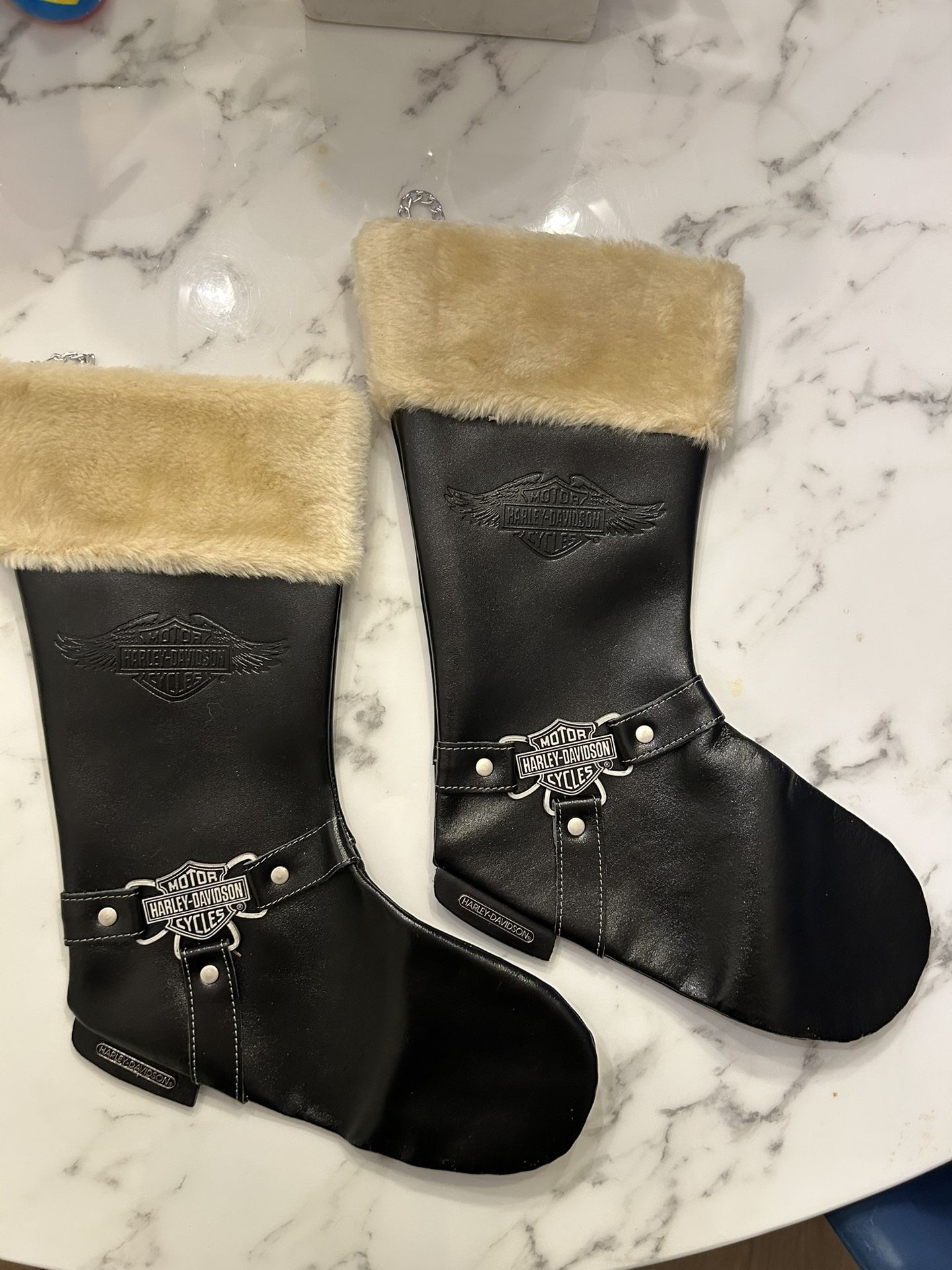 Vintage 90s Harley Davidson Christmas “Leather” Stockings