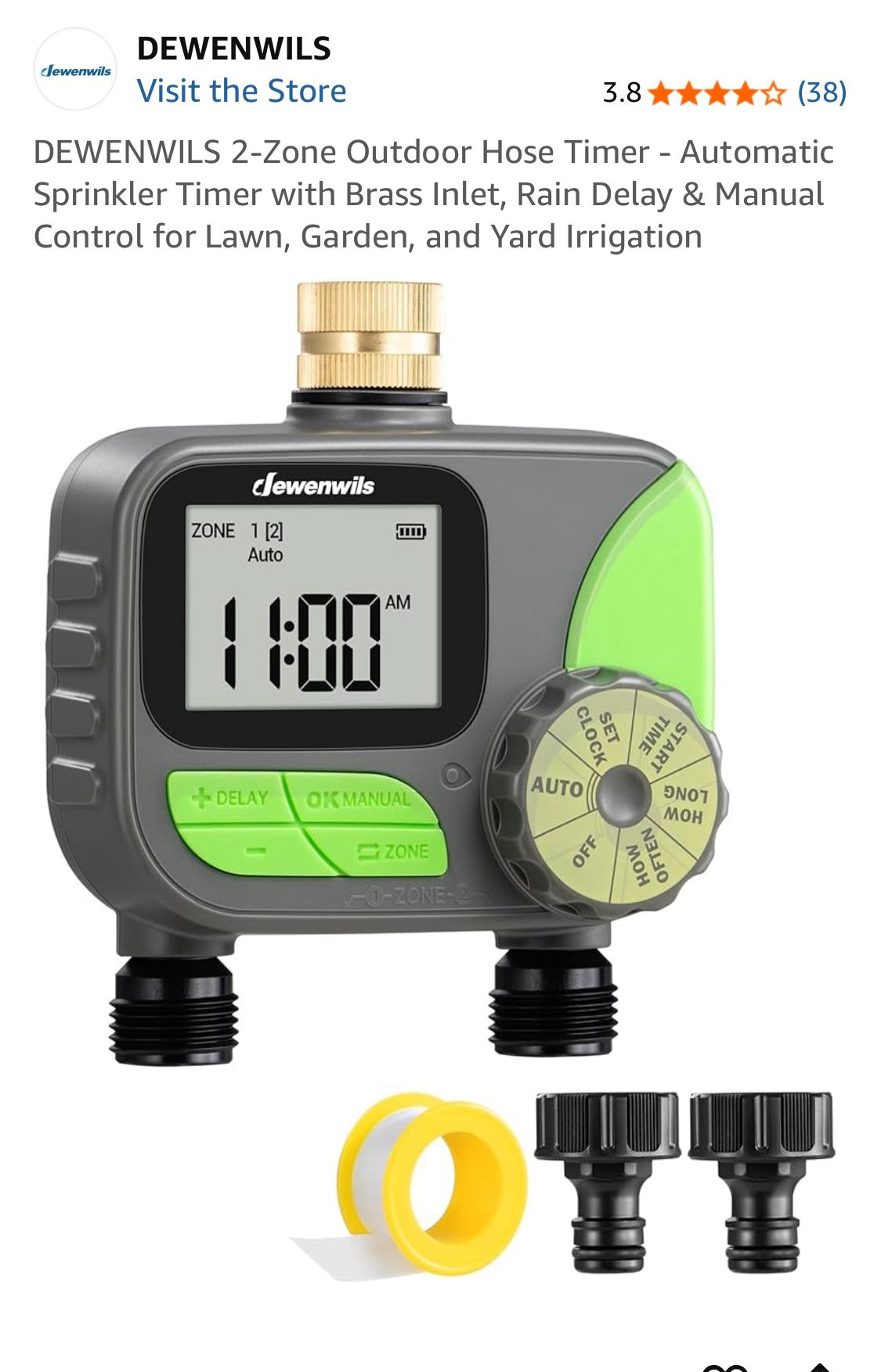 Dewenwils New 2 zone outdoor hose timer