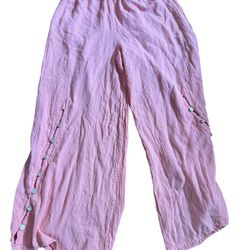 Pink Wide Leg Women Lightweight Pants 