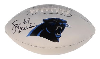 Steve Beuerlein Signed Panthers Franklin White Logo Football - (SCHWARTZ COA)