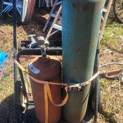 Oxygen And Acetylene Tanks Full With Cart