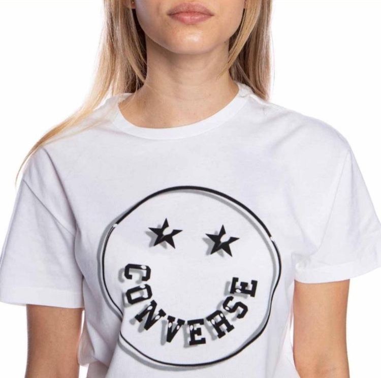 Converse smiley graphic tee in white and black size: extra small
