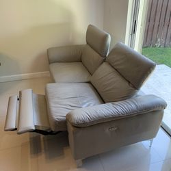 $10  Gray faux Leather (TV) Sofa For 3.