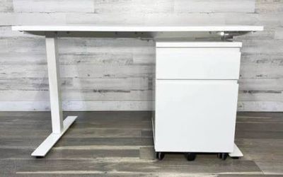 IKEA Manual Adjustable Desk and Rolling File Cabinet