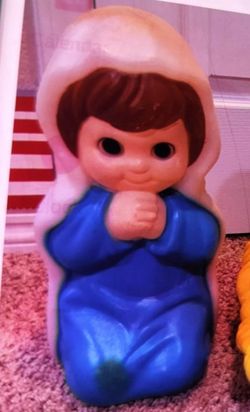 Brand General Foam, Nativity One Piece Set, Includes Small Joseph Lighted Blow Mold, Includes Light, Retired, Indoor and Outdoor, Excellent Condition.
