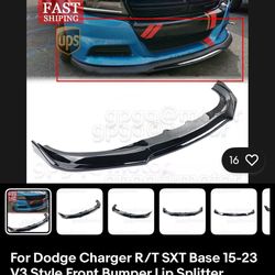 For Dodge Charger R/T SXT Base 15-23 V3 Style Front Bumper Lip Splitter Spoiler