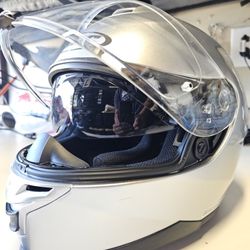 HJC HELMET WITH SENA BLUETOOTH AND VISOR - Size Small