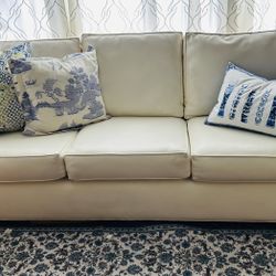 White Cream Leather Sofa .84” 