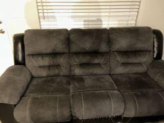 Grey Couch & Loveseat Set Reclineable